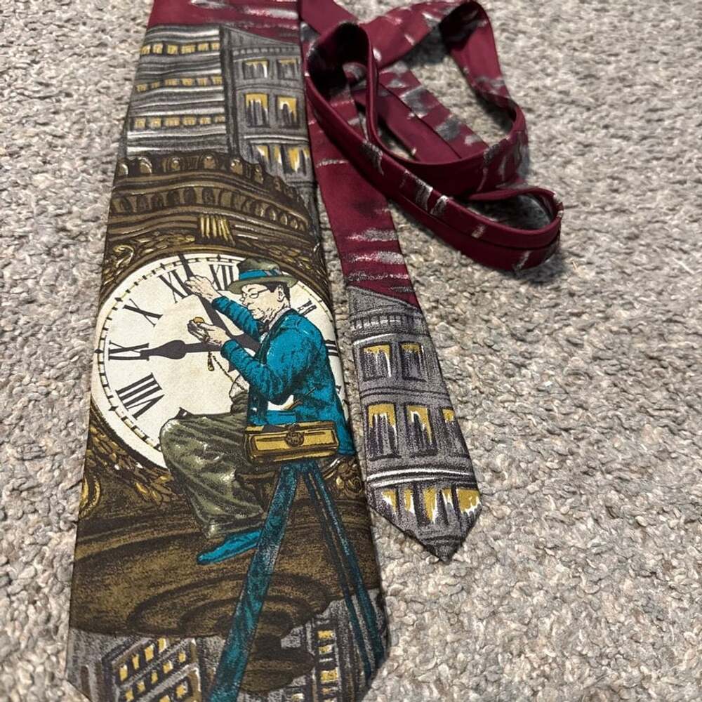 Anne Surkamp Kramer Novelty Clock Tower Silk Necktie